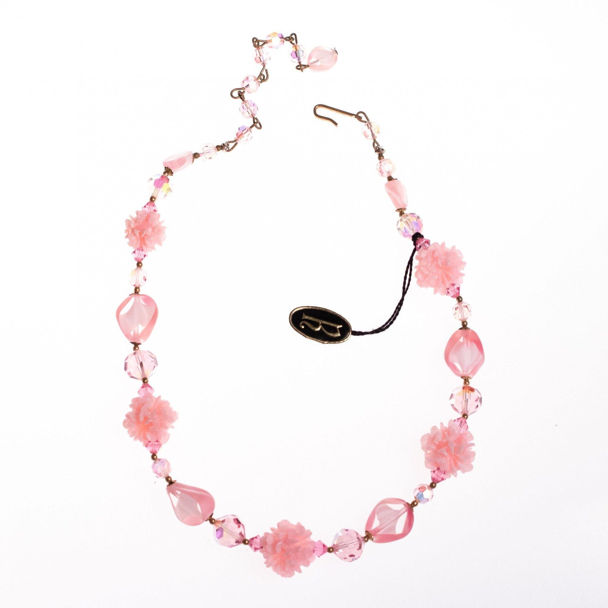 Vintage Regency Pink Crystal and Lucite Necklace by Regency - Vintage Meet Modern Vintage Jewelry - Chicago, Illinois - #oldhollywoodglamour #vintagemeetmodern #designervintage #jewelrybox #antiquejewelry #vintagejewelry