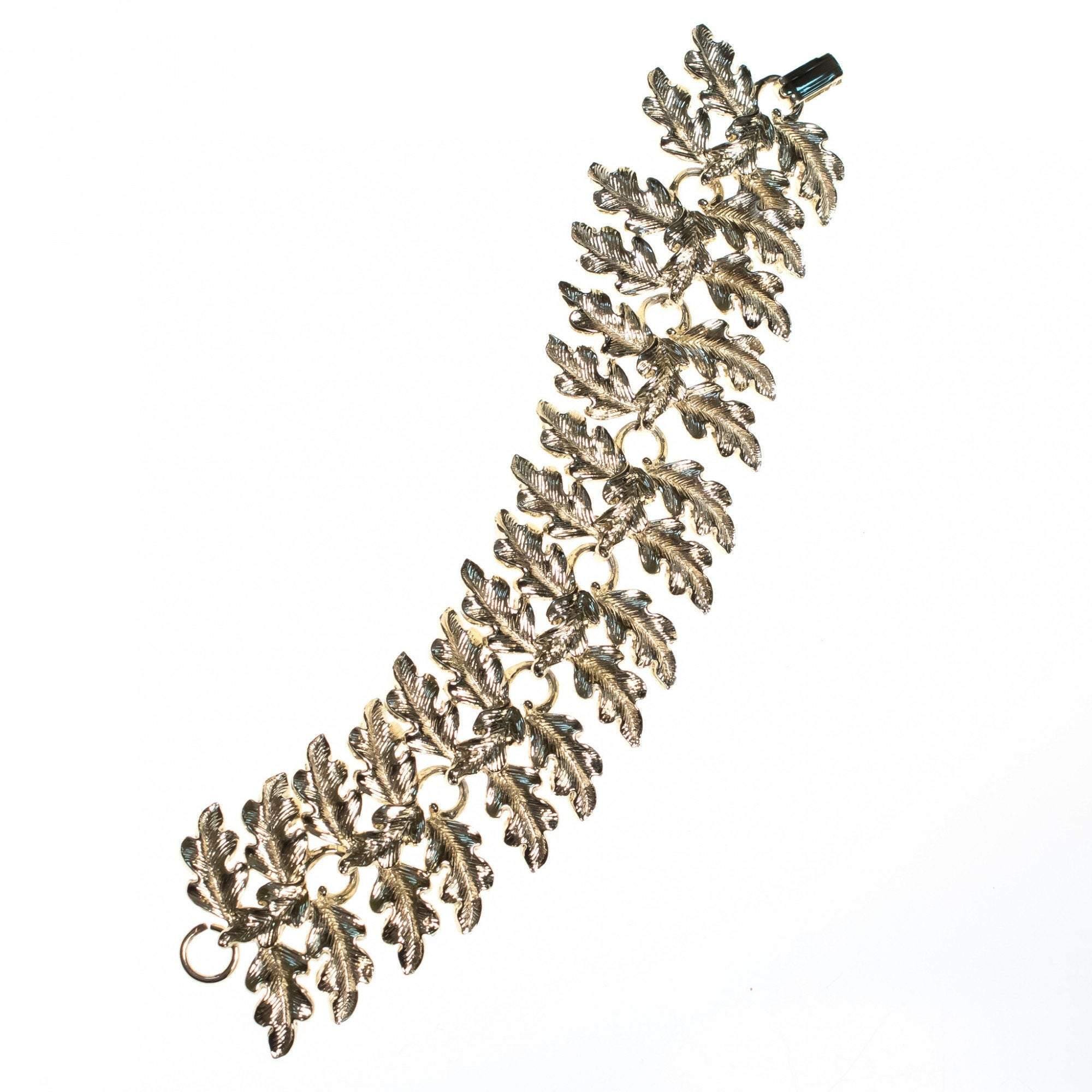 Vintage Mid Century Modern Wide Oak Leaf Bracelet by Mid Century Modern - Vintage Meet Modern Vintage Jewelry - Chicago, Illinois - #oldhollywoodglamour #vintagemeetmodern #designervintage #jewelrybox #antiquejewelry #vintagejewelry