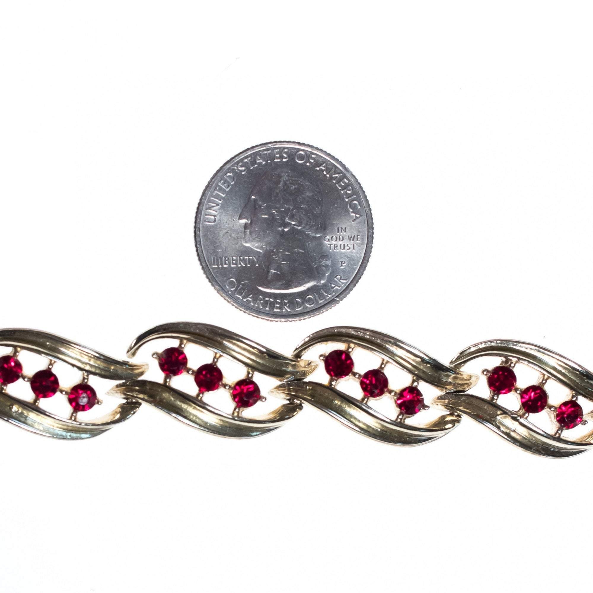 Vintage Lisner Red Rhinestone Bracelet by Lisner - Vintage Meet Modern Vintage Jewelry - Chicago, Illinois - #oldhollywoodglamour #vintagemeetmodern #designervintage #jewelrybox #antiquejewelry #vintagejewelry