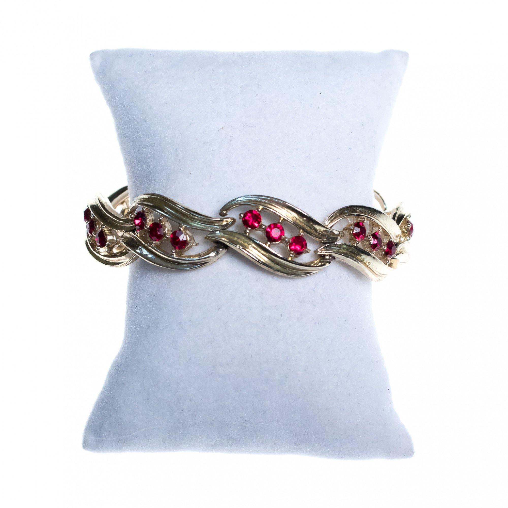 Vintage Lisner Red Rhinestone Bracelet by Lisner - Vintage Meet Modern Vintage Jewelry - Chicago, Illinois - #oldhollywoodglamour #vintagemeetmodern #designervintage #jewelrybox #antiquejewelry #vintagejewelry