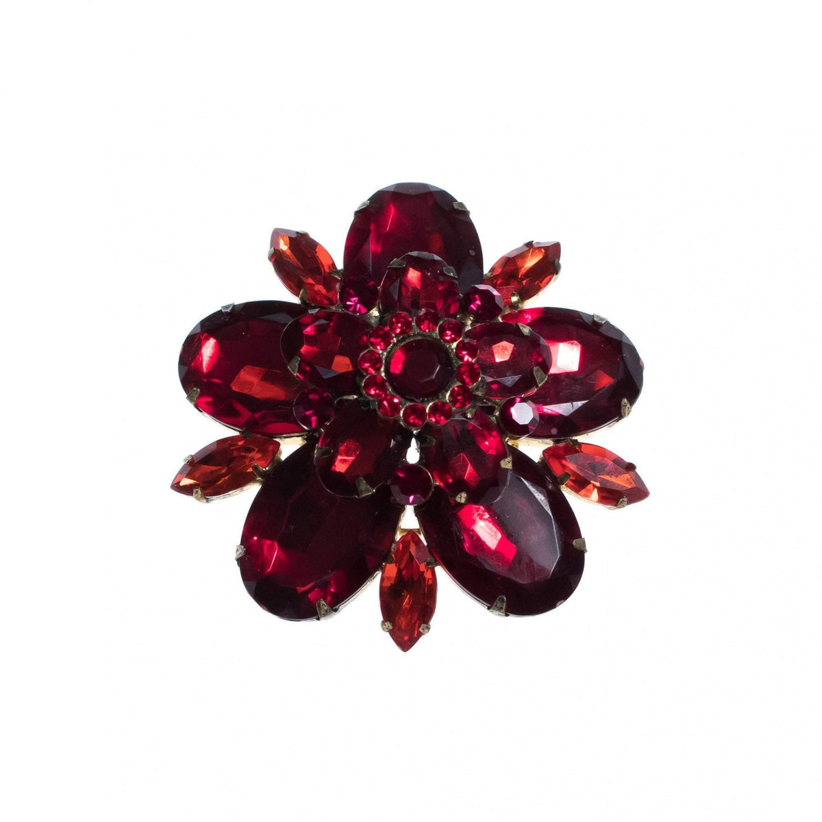 Vintage Red Rhinestone Brooch