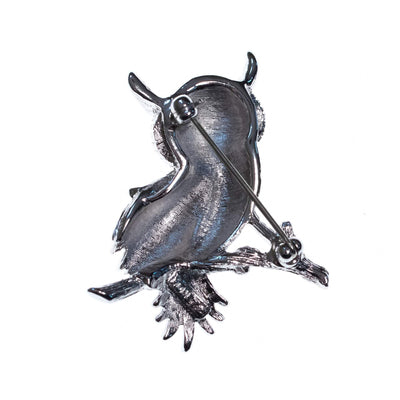 Vintage Silver Monet Owl Brooch with Emerald Crystal Eyes by Monet - Vintage Meet Modern Vintage Jewelry - Chicago, Illinois - #oldhollywoodglamour #vintagemeetmodern #designervintage #jewelrybox #antiquejewelry #vintagejewelry