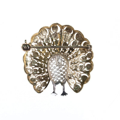 Vintage Peacock Filigree Brooch set in 800 Silver and Gold Wash by 800 Silver - Vintage Meet Modern Vintage Jewelry - Chicago, Illinois - #oldhollywoodglamour #vintagemeetmodern #designervintage #jewelrybox #antiquejewelry #vintagejewelry