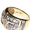 Vintage Wide Band Geometric CZ Ring set in 18kt Gold Plate and Sterling Silver by 1980s - Vintage Meet Modern Vintage Jewelry - Chicago, Illinois - #oldhollywoodglamour #vintagemeetmodern #designervintage #jewelrybox #antiquejewelry #vintagejewelry