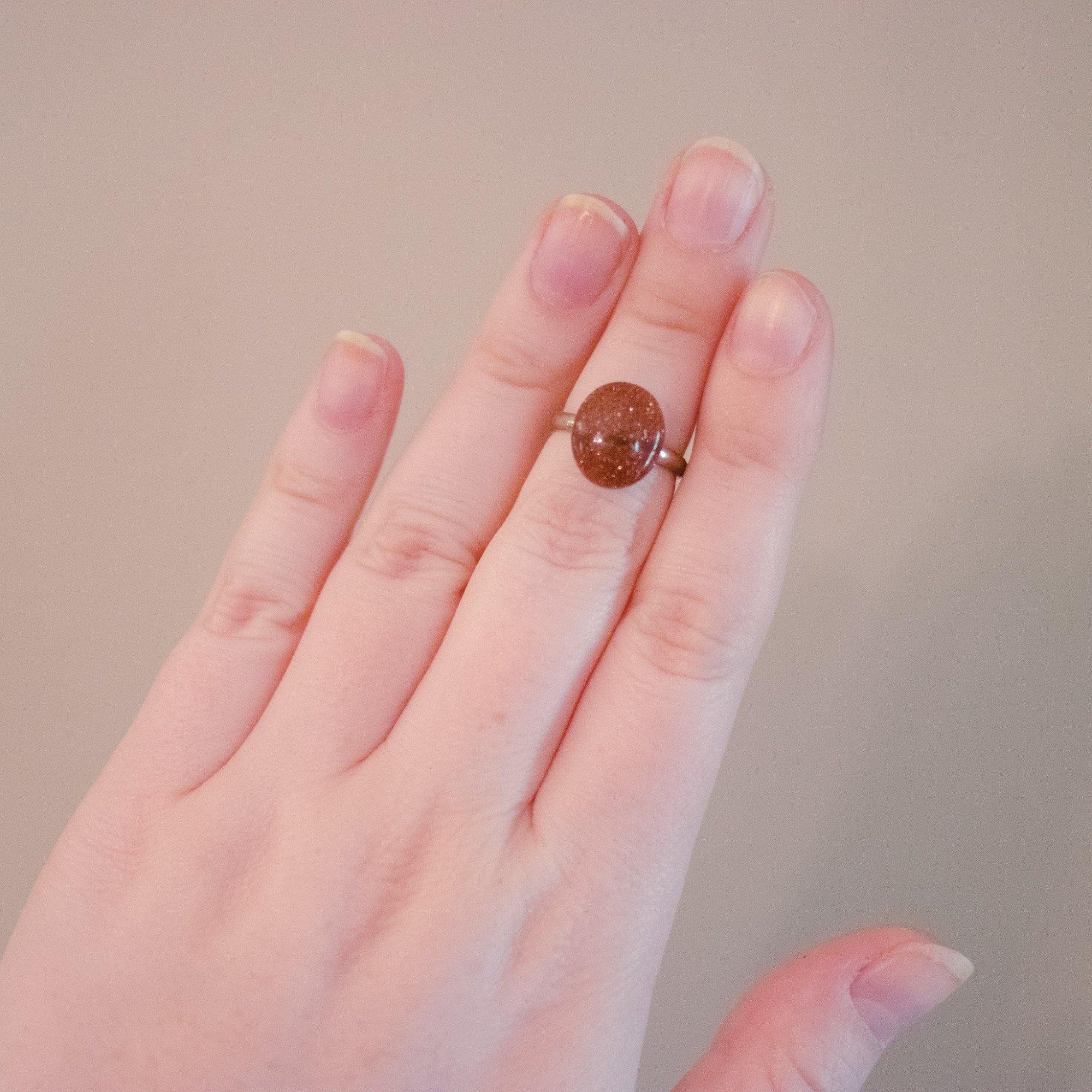 Vintage 1950s Goldstone Copperfleck Cabochon Statement Ring by 1950s - Vintage Meet Modern Vintage Jewelry - Chicago, Illinois - #oldhollywoodglamour #vintagemeetmodern #designervintage #jewelrybox #antiquejewelry #vintagejewelry