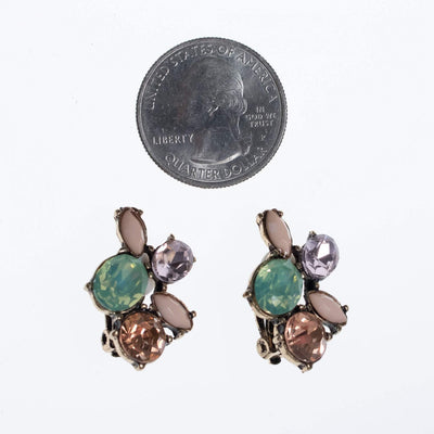 Vintage Colorful Pastel Rhinestone Earrings in Mint, Peach, Pink by 1990s - Vintage Meet Modern Vintage Jewelry - Chicago, Illinois - #oldhollywoodglamour #vintagemeetmodern #designervintage #jewelrybox #antiquejewelry #vintagejewelry