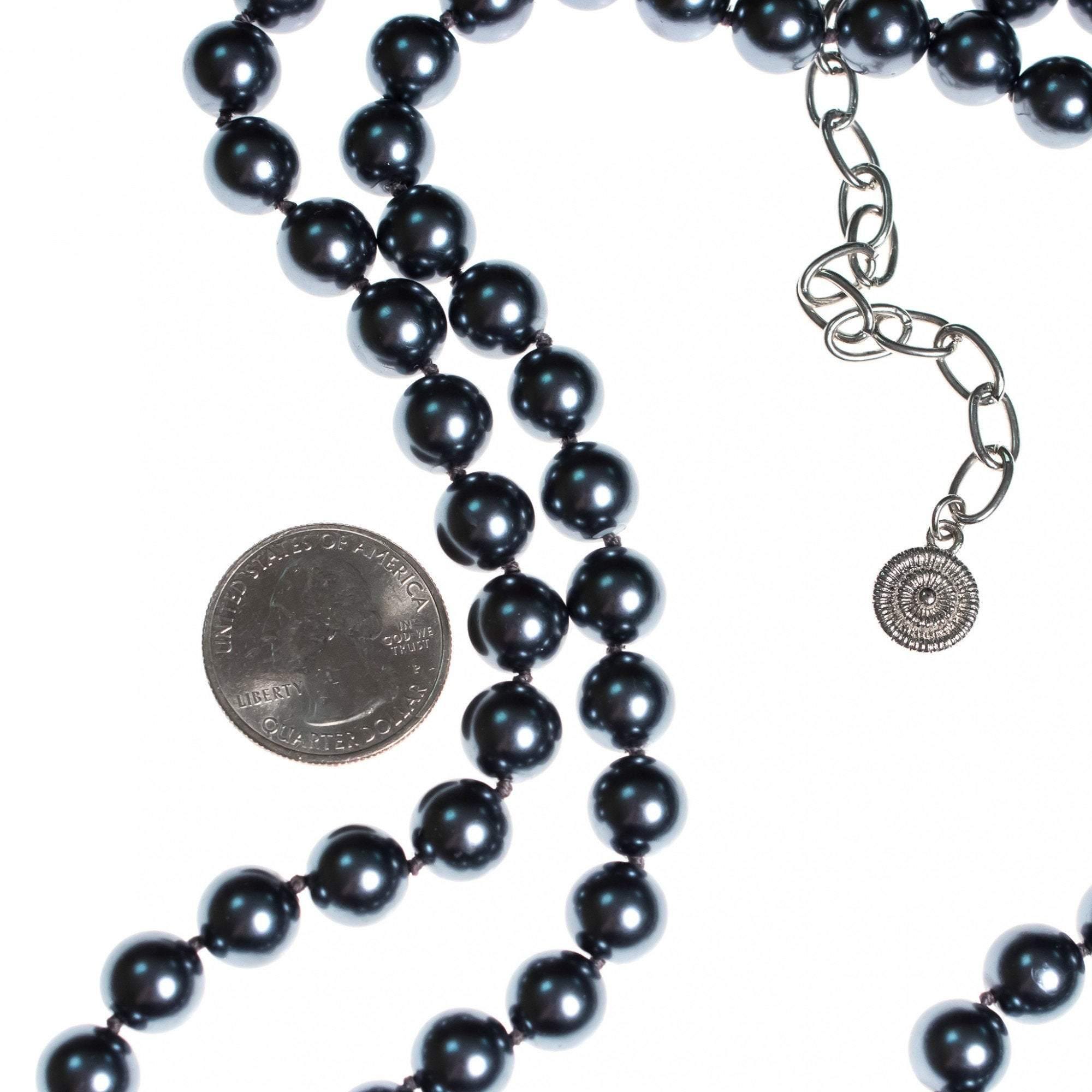 Vintage Graziano Long Black Pearl Necklace by RJ Graziano - Vintage Meet Modern Vintage Jewelry - Chicago, Illinois - #oldhollywoodglamour #vintagemeetmodern #designervintage #jewelrybox #antiquejewelry #vintagejewelry