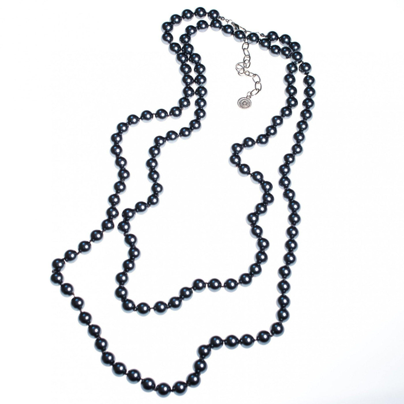 Vintage Graziano Long Black Pearl Necklace