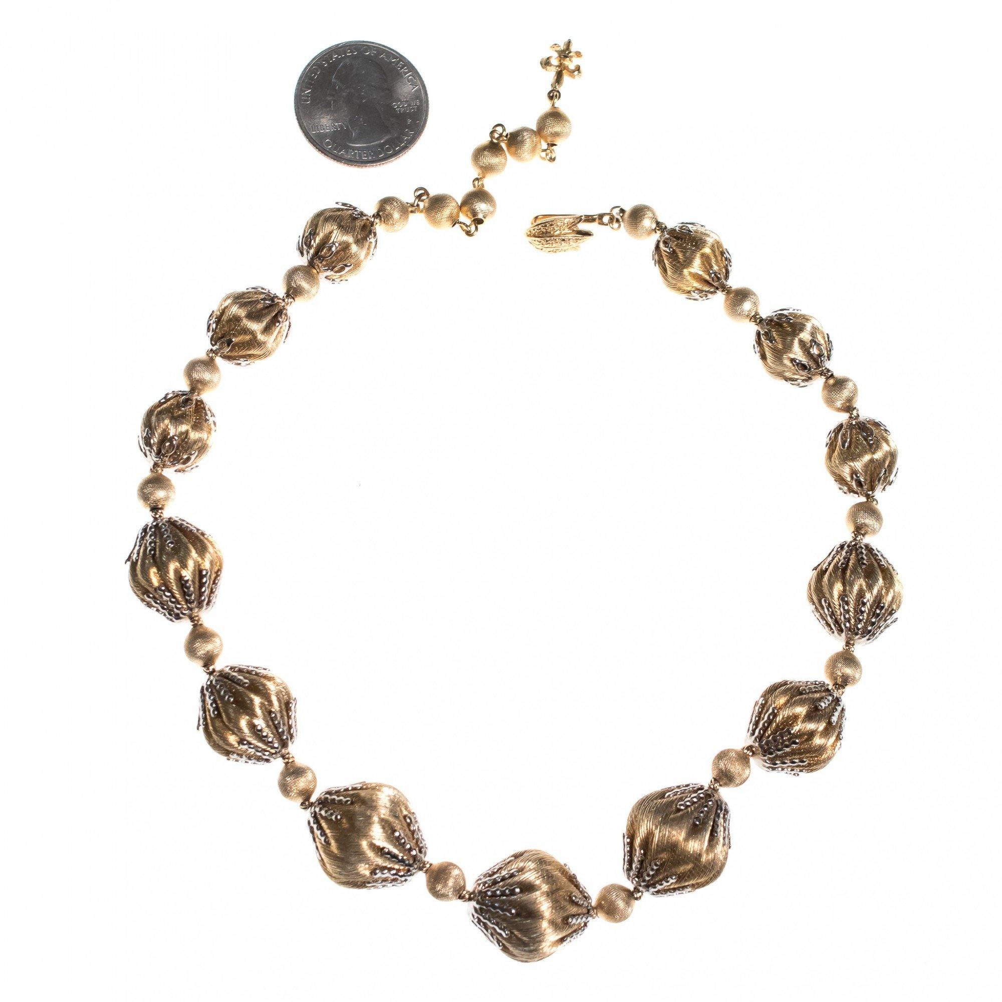 Vintage Vendome Gold and Silver Beaded Necklace by Vendome - Vintage Meet Modern Vintage Jewelry - Chicago, Illinois - #oldhollywoodglamour #vintagemeetmodern #designervintage #jewelrybox #antiquejewelry #vintagejewelry