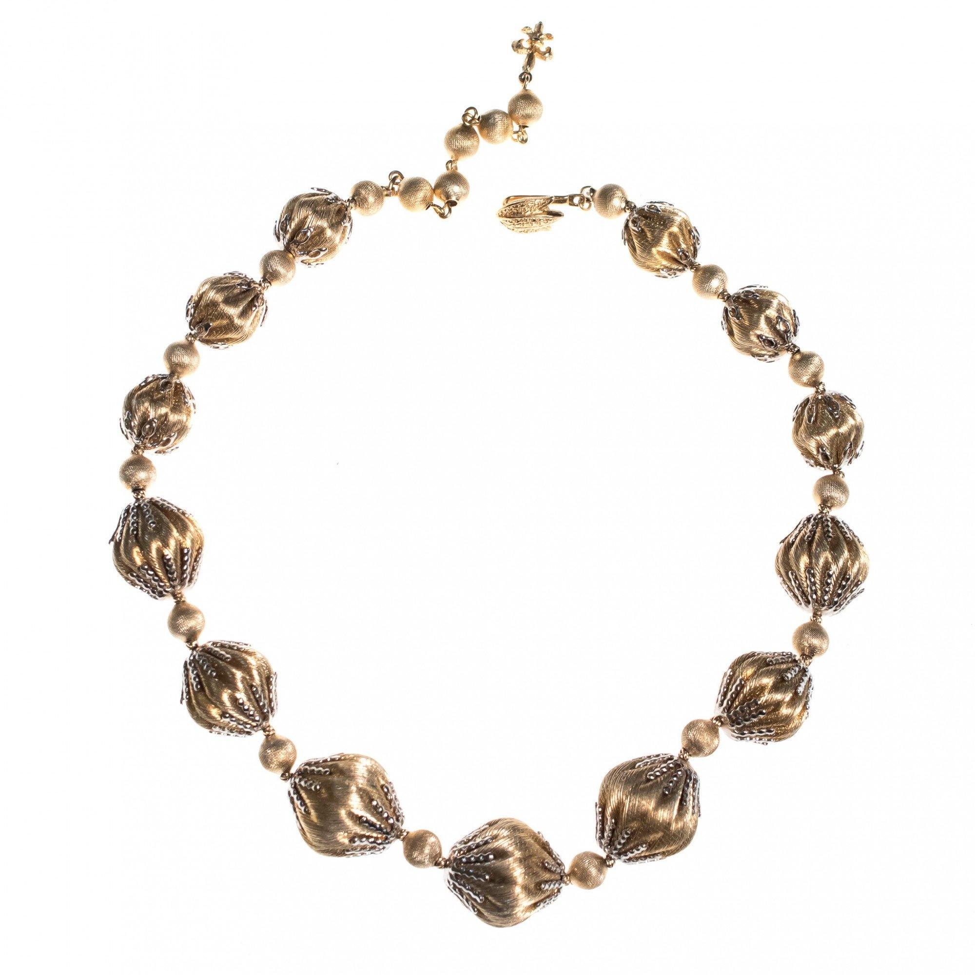 Vintage Vendome Gold and Silver Beaded Necklace by Vendome - Vintage Meet Modern Vintage Jewelry - Chicago, Illinois - #oldhollywoodglamour #vintagemeetmodern #designervintage #jewelrybox #antiquejewelry #vintagejewelry