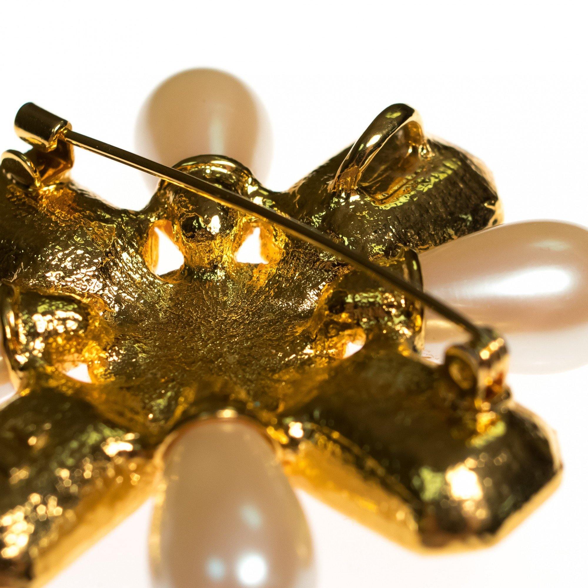 Vintage Avon Mogul Style Maltese Cross Brooch/Pendant with Pearls, Amber Crystal and Amethyst Lucite Cabochon by Avon - Vintage Meet Modern Vintage Jewelry - Chicago, Illinois - #oldhollywoodglamour #vintagemeetmodern #designervintage #jewelrybox #antiquejewelry #vintagejewelry