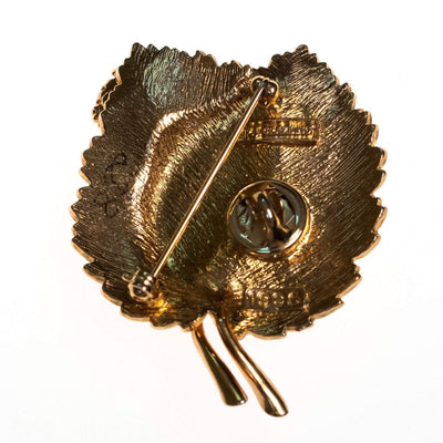 Vintage RJ Graziano Gold Bejeweled Leaf Brooch with Frog by RJ Graziano - Vintage Meet Modern Vintage Jewelry - Chicago, Illinois - #oldhollywoodglamour #vintagemeetmodern #designervintage #jewelrybox #antiquejewelry #vintagejewelry