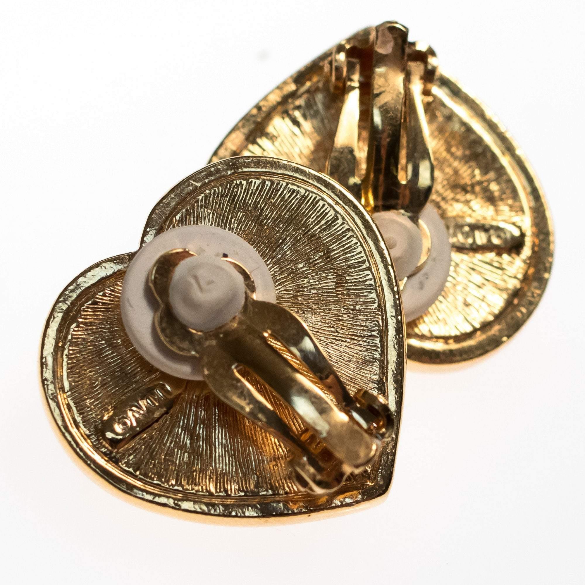 Vintage Avon Pearl and Diamante Crystal Heart Earrings by Avon - Vintage Meet Modern Vintage Jewelry - Chicago, Illinois - #oldhollywoodglamour #vintagemeetmodern #designervintage #jewelrybox #antiquejewelry #vintagejewelry