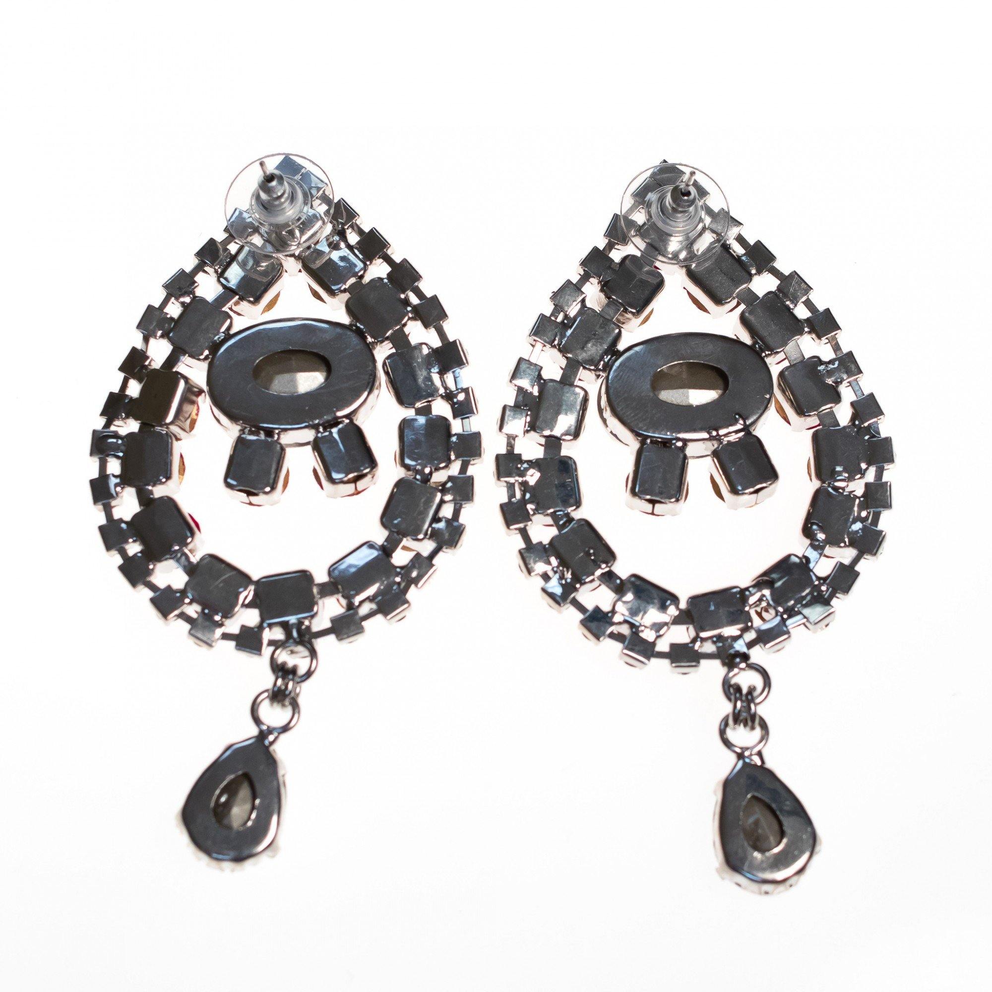 Vintage Huge Ruby Rhinestone Mogul Style Statement Earrings by 1990s - Vintage Meet Modern Vintage Jewelry - Chicago, Illinois - #oldhollywoodglamour #vintagemeetmodern #designervintage #jewelrybox #antiquejewelry #vintagejewelry