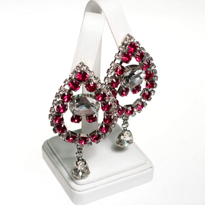 Vintage Huge Ruby Rhinestone Mogul Style Statement Earrings by 1990s - Vintage Meet Modern Vintage Jewelry - Chicago, Illinois - #oldhollywoodglamour #vintagemeetmodern #designervintage #jewelrybox #antiquejewelry #vintagejewelry