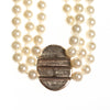Vintage Luxurious Triple Strand Glass Pearl Necklace with Oval Pearl and Diamante Medallion by 1980s - Vintage Meet Modern Vintage Jewelry - Chicago, Illinois - #oldhollywoodglamour #vintagemeetmodern #designervintage #jewelrybox #antiquejewelry #vintagejewelry
