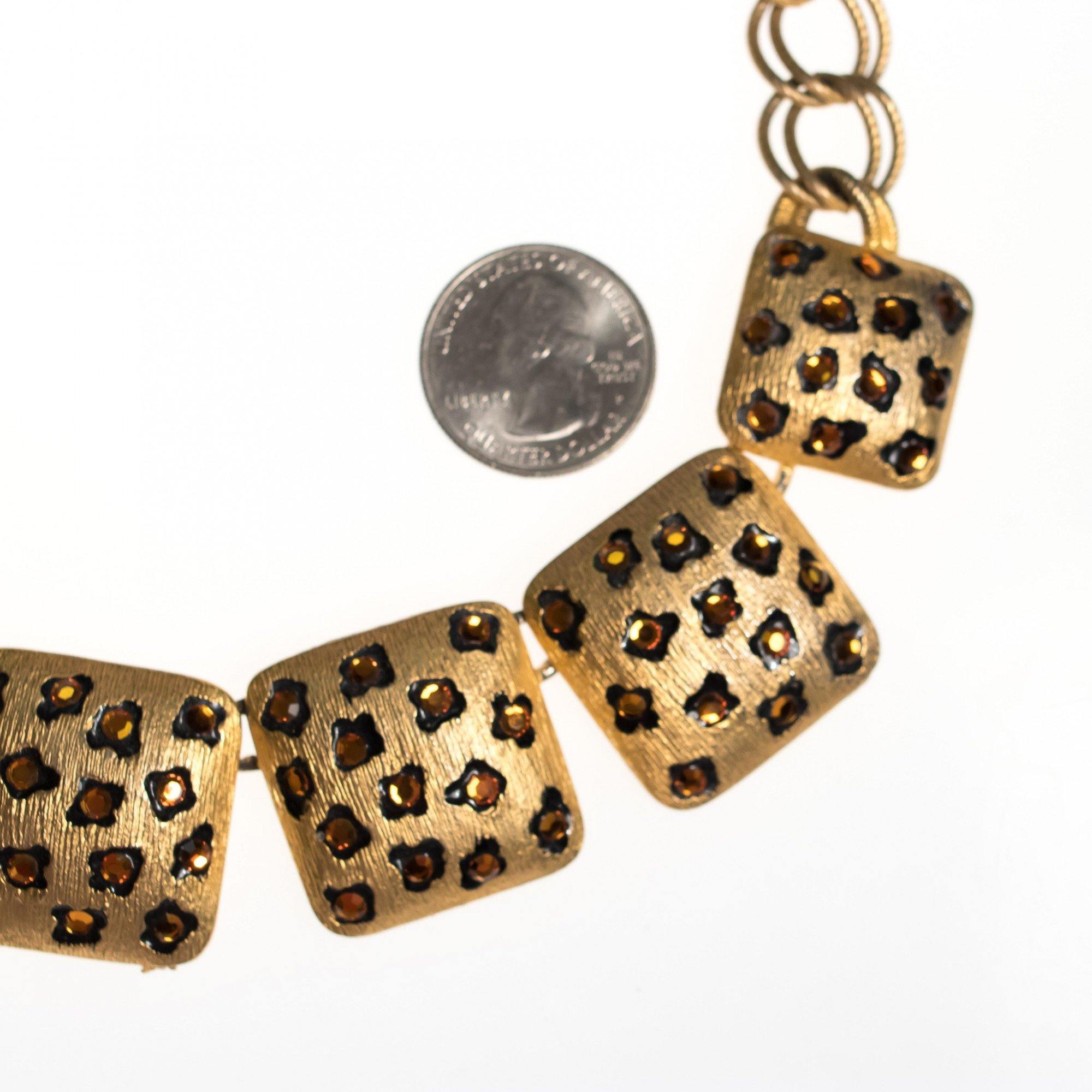 Vintage Craft Rhinestone Leopard Print Statement Necklace by Craft - Vintage Meet Modern Vintage Jewelry - Chicago, Illinois - #oldhollywoodglamour #vintagemeetmodern #designervintage #jewelrybox #antiquejewelry #vintagejewelry