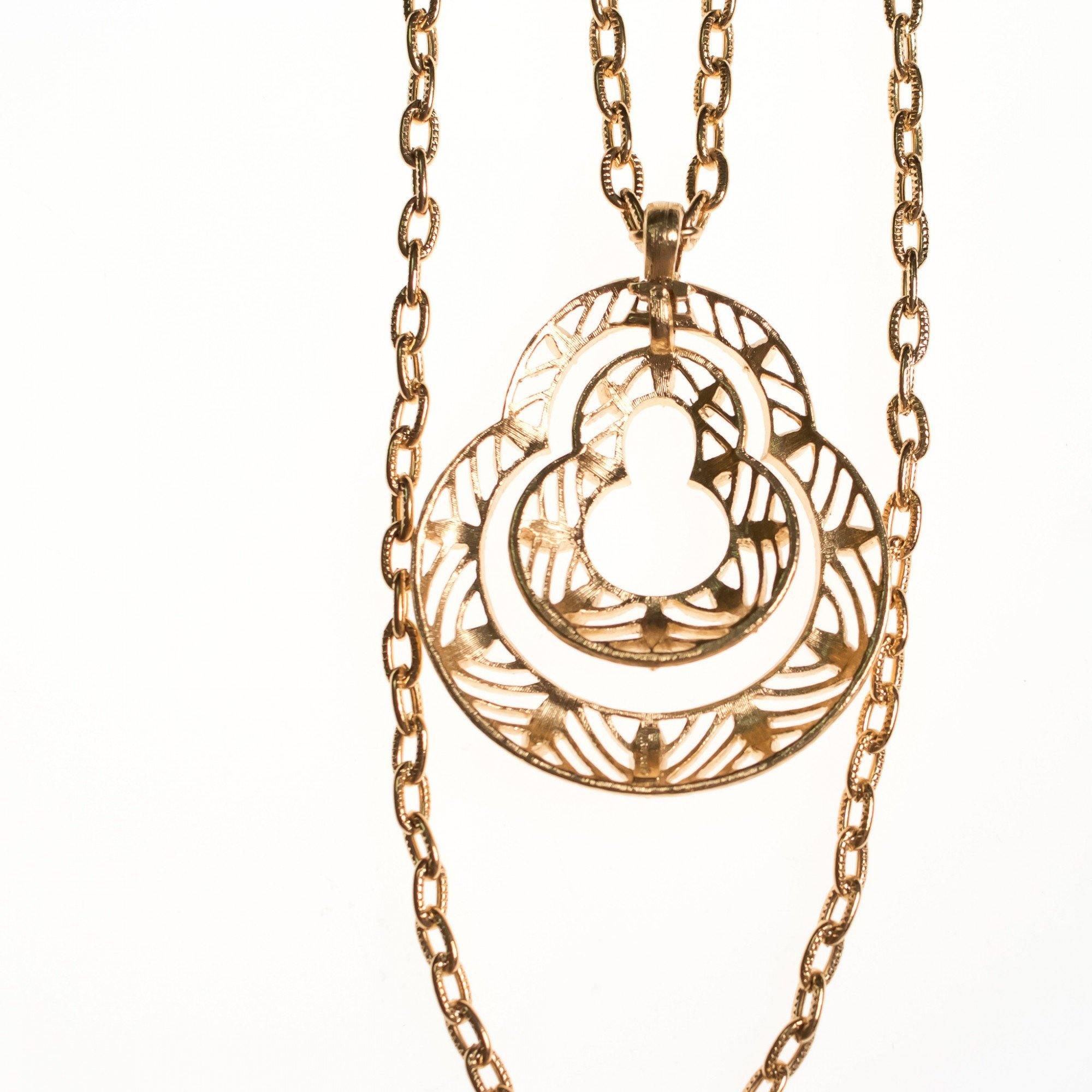 Vintage Crown Trifari Modernist Pendant Statement Necklace by Crown Trifari - Vintage Meet Modern Vintage Jewelry - Chicago, Illinois - #oldhollywoodglamour #vintagemeetmodern #designervintage #jewelrybox #antiquejewelry #vintagejewelry