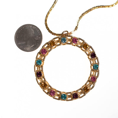 Vintage Swarovski Colorful Rhinestone O Pendant Statement Necklace by Swarovski - Vintage Meet Modern Vintage Jewelry - Chicago, Illinois - #oldhollywoodglamour #vintagemeetmodern #designervintage #jewelrybox #antiquejewelry #vintagejewelry