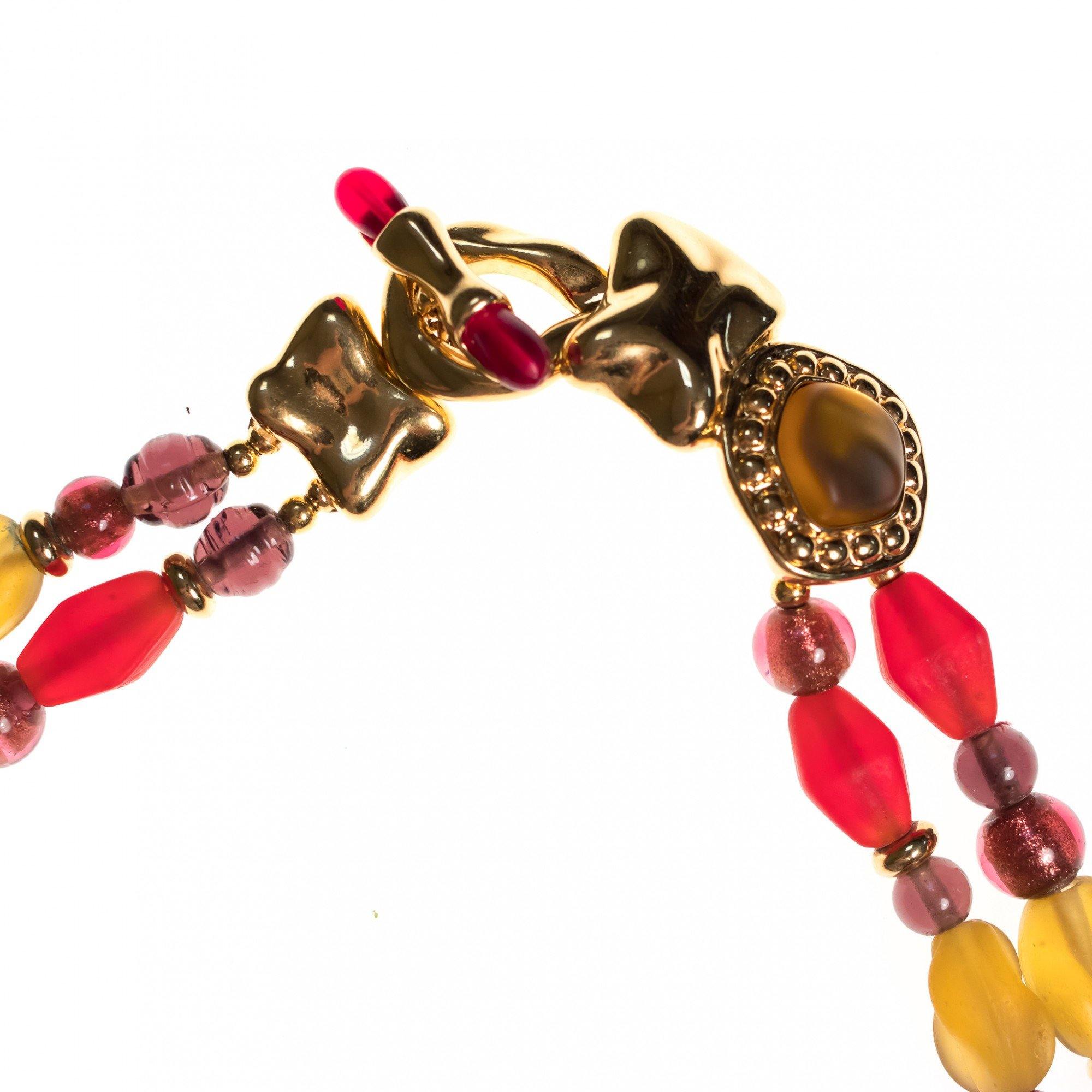 Vintage Monet Red and Yellow Frosted Crystal Necklace by Monet - Vintage Meet Modern Vintage Jewelry - Chicago, Illinois - #oldhollywoodglamour #vintagemeetmodern #designervintage #jewelrybox #antiquejewelry #vintagejewelry
