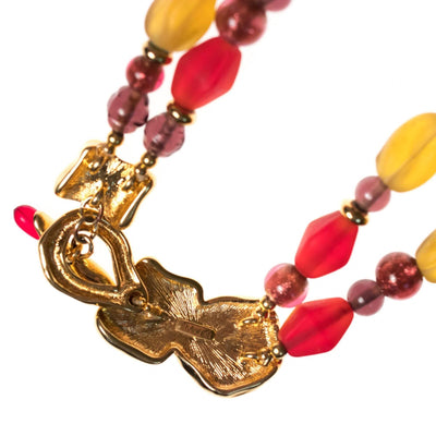 Vintage Monet Red and Yellow Frosted Crystal Necklace by Monet - Vintage Meet Modern Vintage Jewelry - Chicago, Illinois - #oldhollywoodglamour #vintagemeetmodern #designervintage #jewelrybox #antiquejewelry #vintagejewelry