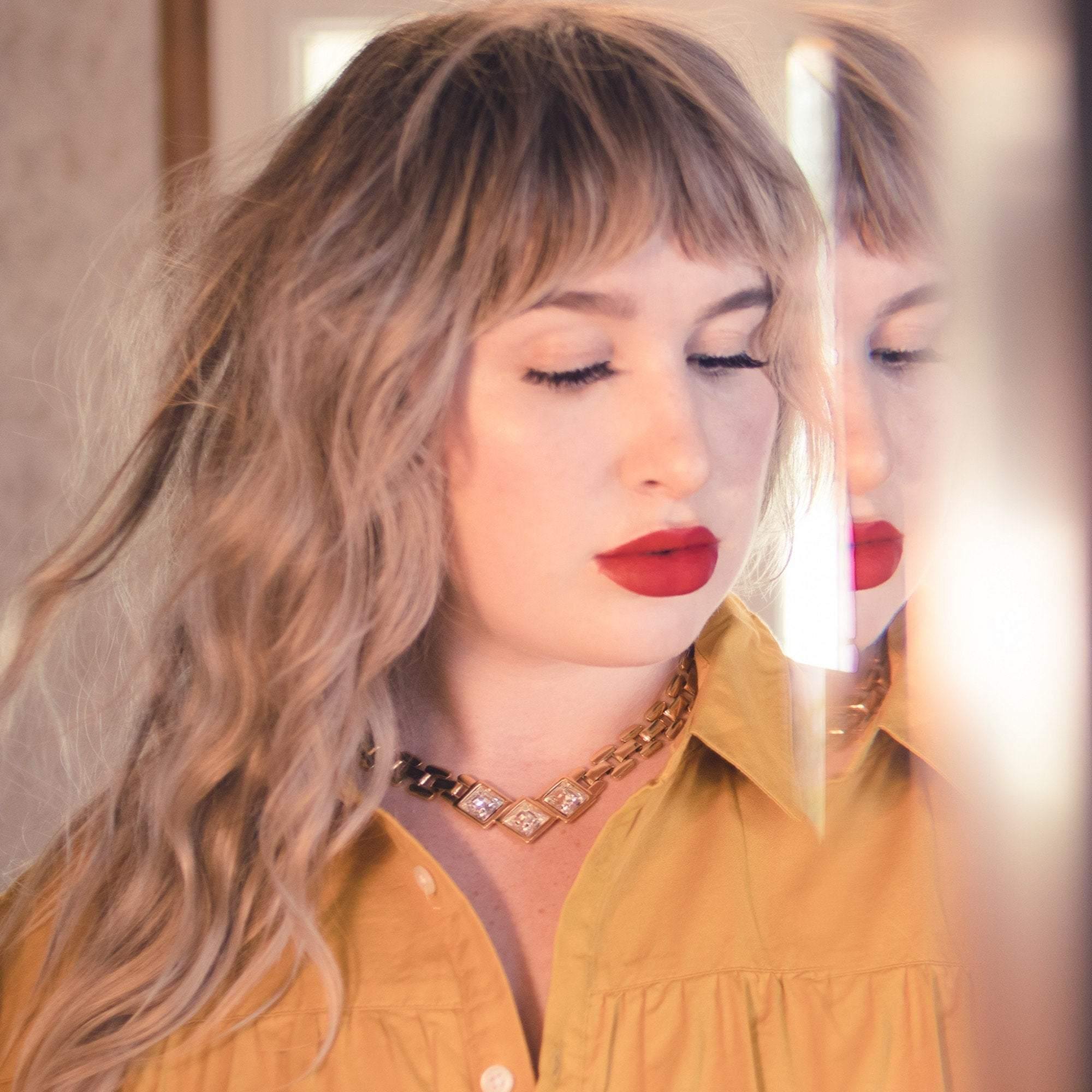 Vintage Napier Chunky Gold Chain Necklace with Headlight Rhinestones by Napier - Vintage Meet Modern Vintage Jewelry - Chicago, Illinois - #oldhollywoodglamour #vintagemeetmodern #designervintage #jewelrybox #antiquejewelry #vintagejewelry