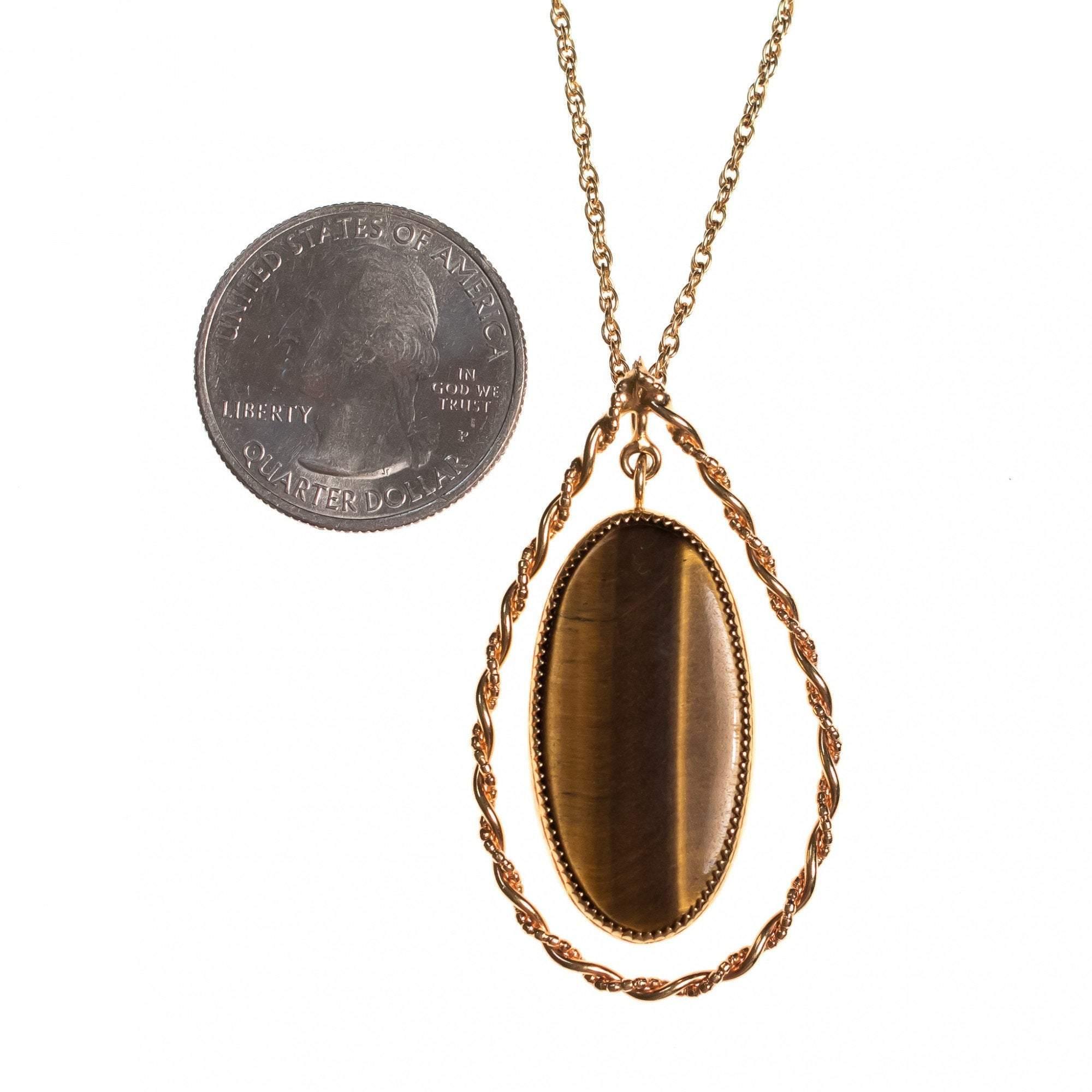 Vintage 1970s Genuine Tigers Eye Pendant Necklace by 1970s - Vintage Meet Modern Vintage Jewelry - Chicago, Illinois - #oldhollywoodglamour #vintagemeetmodern #designervintage #jewelrybox #antiquejewelry #vintagejewelry