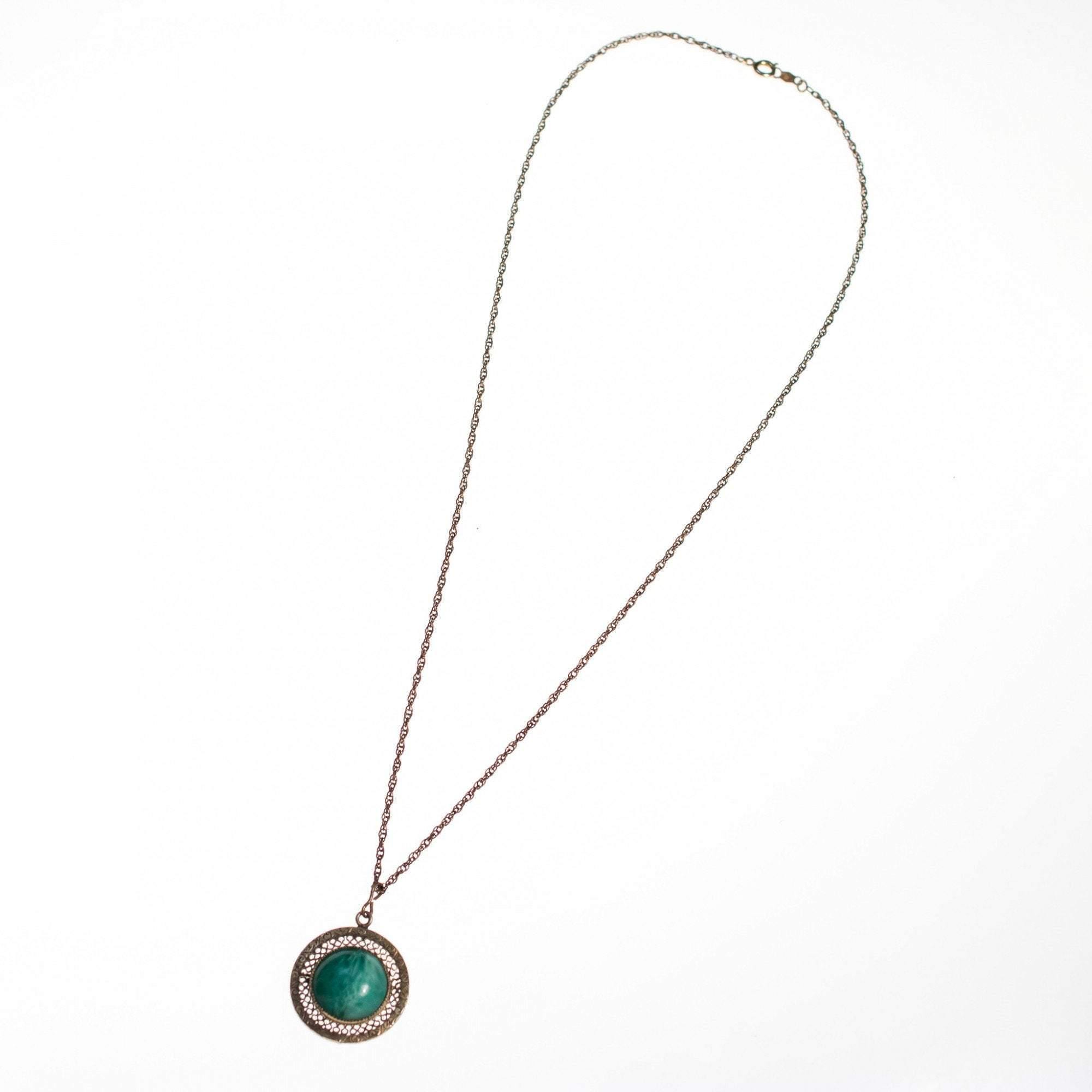 Vintage Art Deco Era Jade Glass Gold Filled Pendant Necklace by Art Deco Era - Vintage Meet Modern Vintage Jewelry - Chicago, Illinois - #oldhollywoodglamour #vintagemeetmodern #designervintage #jewelrybox #antiquejewelry #vintagejewelry