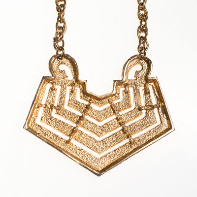 Vintage 1960s Gold Chevron Pendant Necklace by 1960s - Vintage Meet Modern Vintage Jewelry - Chicago, Illinois - #oldhollywoodglamour #vintagemeetmodern #designervintage #jewelrybox #antiquejewelry #vintagejewelry