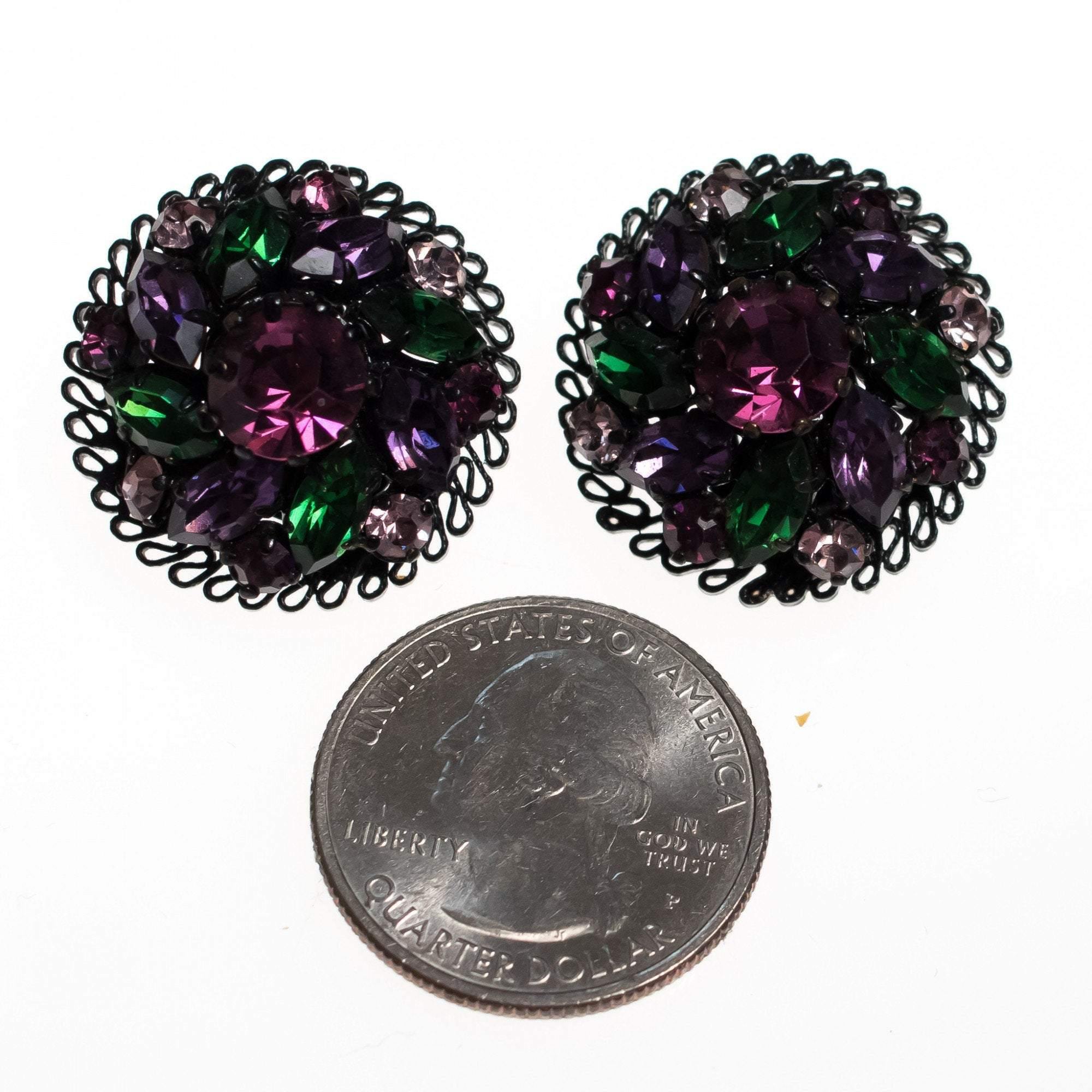 Vintage Made in Austria Purple, Green and Black Earrings by Made in Austria - Vintage Meet Modern Vintage Jewelry - Chicago, Illinois - #oldhollywoodglamour #vintagemeetmodern #designervintage #jewelrybox #antiquejewelry #vintagejewelry