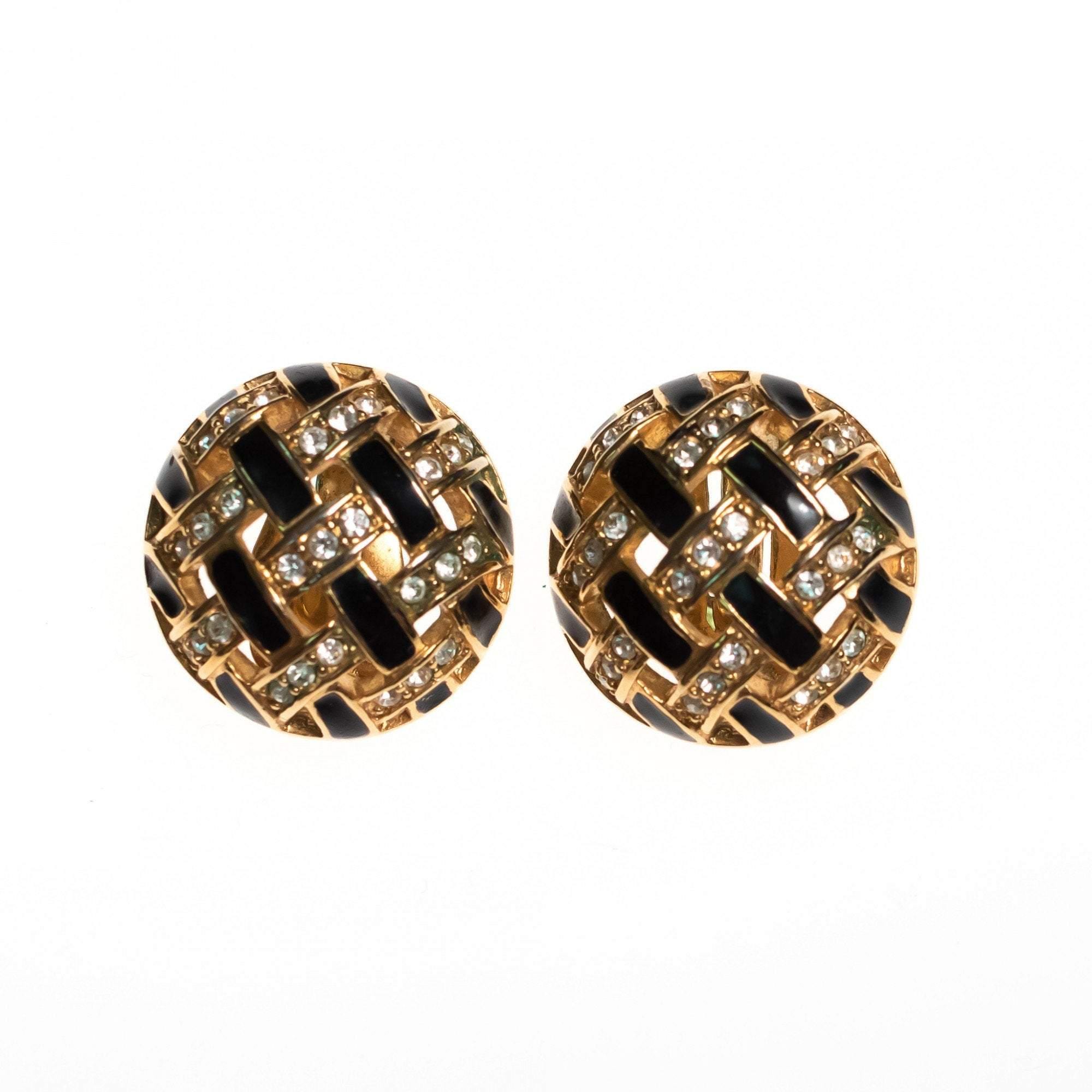 Vintage Swarovski Black Diamante Checkerboard Earrings by Swarovski - Vintage Meet Modern Vintage Jewelry - Chicago, Illinois - #oldhollywoodglamour #vintagemeetmodern #designervintage #jewelrybox #antiquejewelry #vintagejewelry
