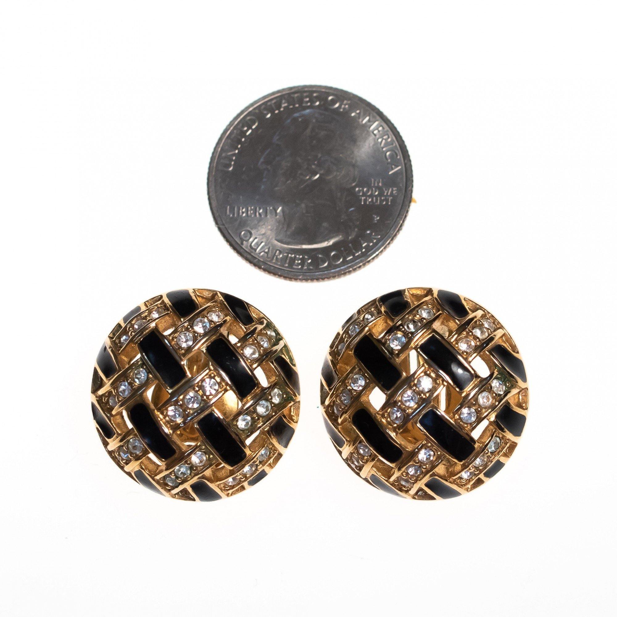 Vintage Swarovski Black Diamante Checkerboard Earrings by Swarovski - Vintage Meet Modern Vintage Jewelry - Chicago, Illinois - #oldhollywoodglamour #vintagemeetmodern #designervintage #jewelrybox #antiquejewelry #vintagejewelry