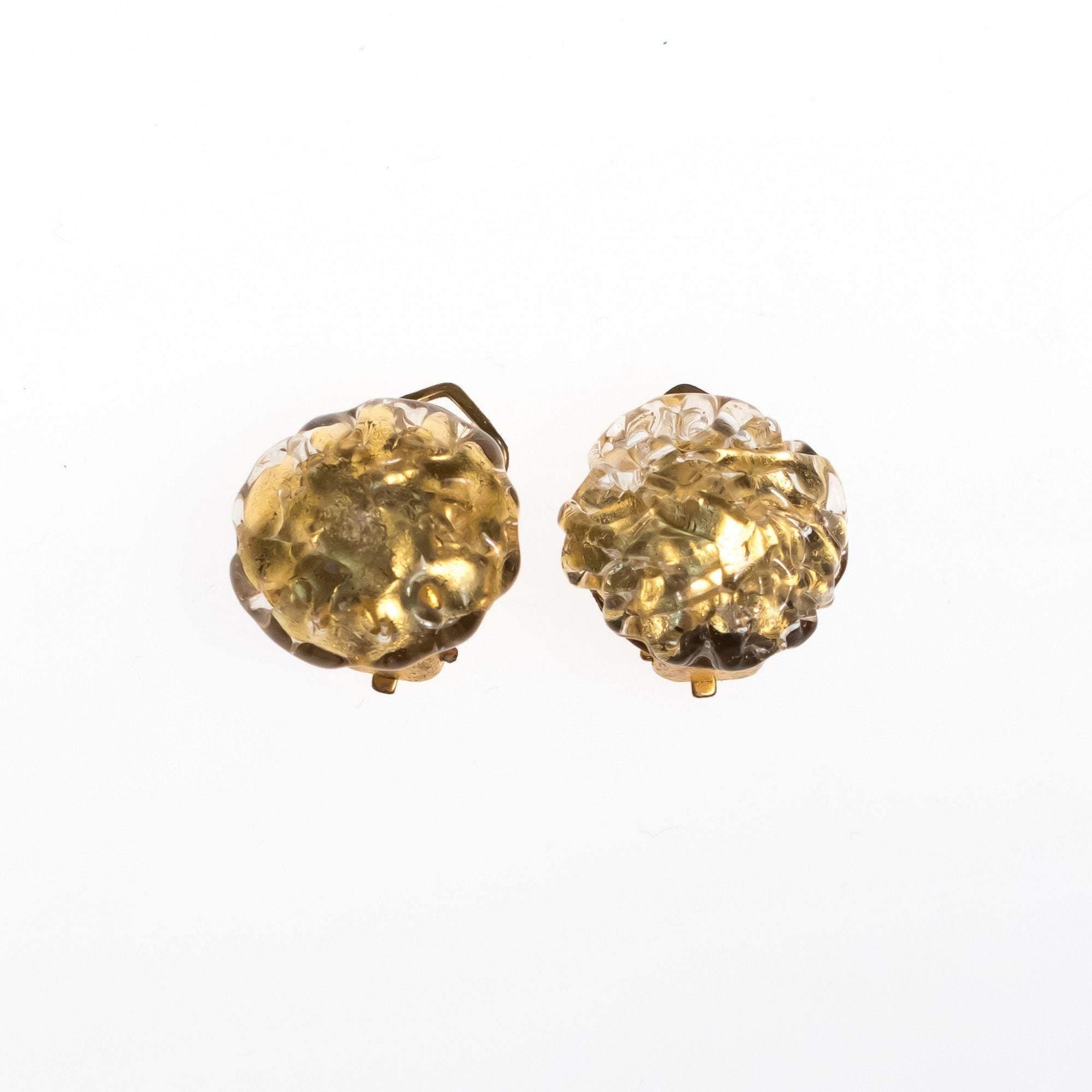 Vintage 1940s Gold Venetian Glass Earrings by Made in Italy - Vintage Meet Modern Vintage Jewelry - Chicago, Illinois - #oldhollywoodglamour #vintagemeetmodern #designervintage #jewelrybox #antiquejewelry #vintagejewelry