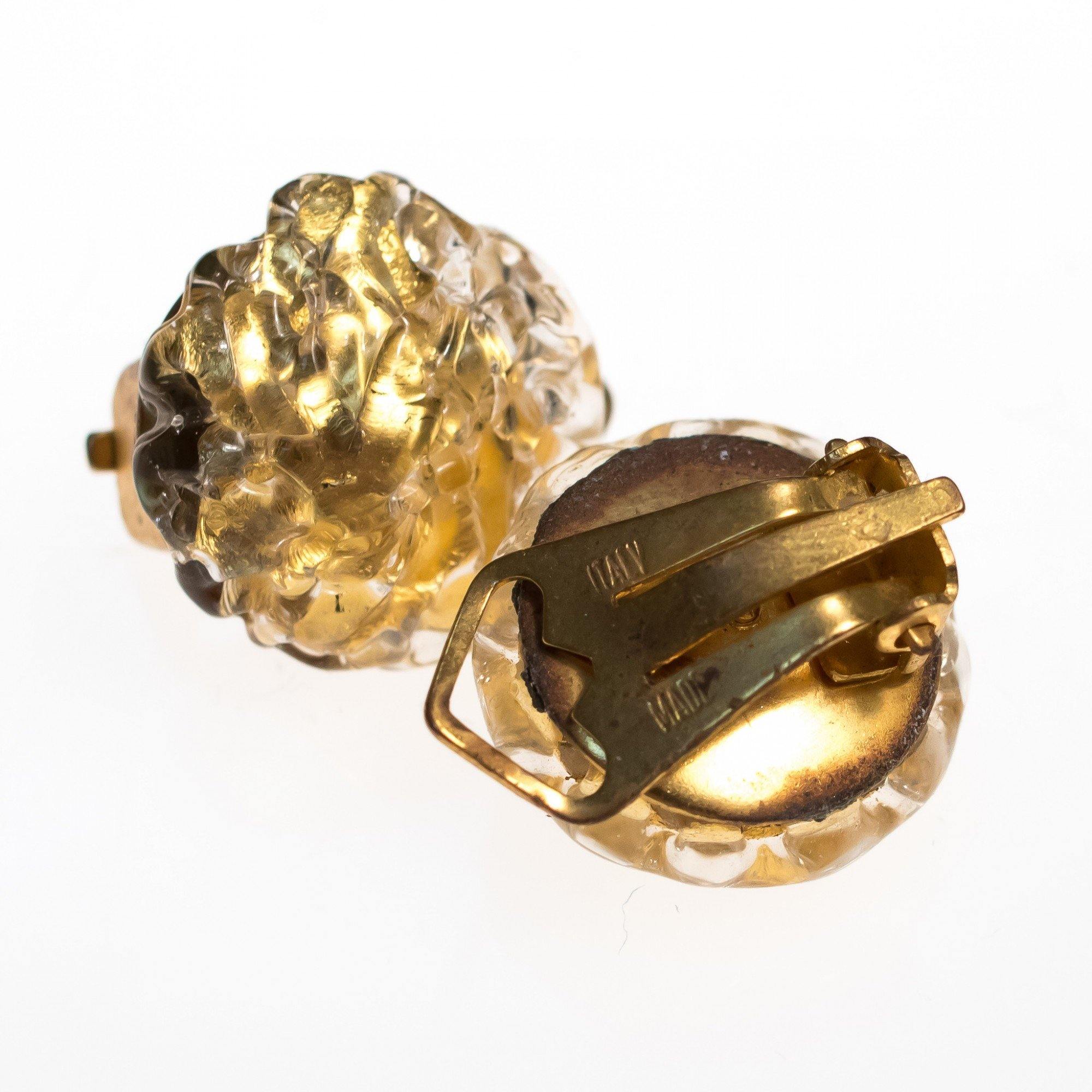 Vintage 1940s Gold Venetian Glass Earrings by Made in Italy - Vintage Meet Modern Vintage Jewelry - Chicago, Illinois - #oldhollywoodglamour #vintagemeetmodern #designervintage #jewelrybox #antiquejewelry #vintagejewelry