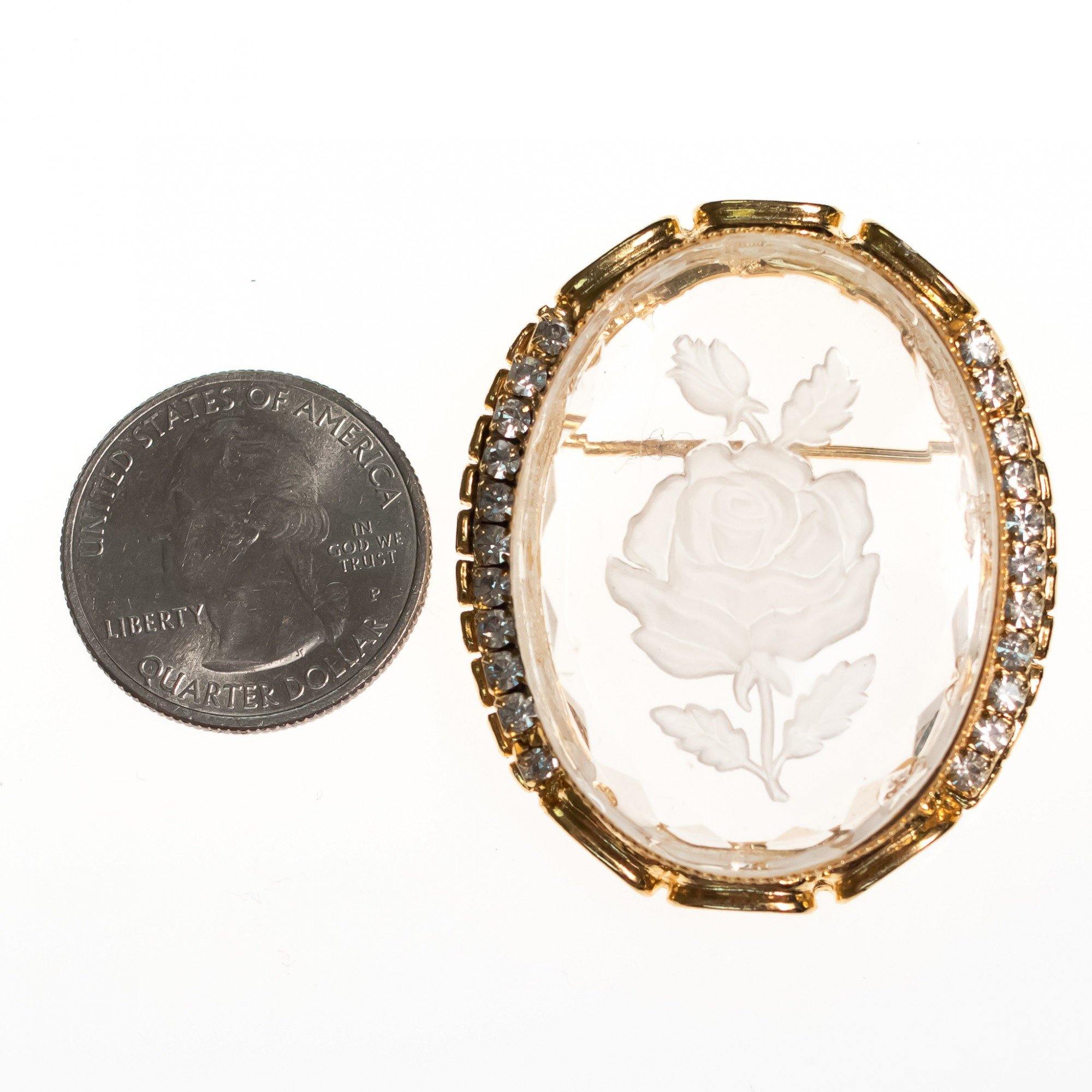 Vintage Etched Floral Cameo Style Brooch by 1950s - Vintage Meet Modern Vintage Jewelry - Chicago, Illinois - #oldhollywoodglamour #vintagemeetmodern #designervintage #jewelrybox #antiquejewelry #vintagejewelry
