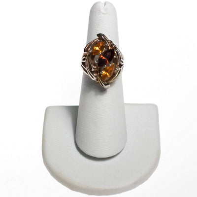 Vintage Brutalist Modern Style Sterling Silver Citrine and Smokey Topaz Statement Ring by 1980s - Vintage Meet Modern Vintage Jewelry - Chicago, Illinois - #oldhollywoodglamour #vintagemeetmodern #designervintage #jewelrybox #antiquejewelry #vintagejewelry