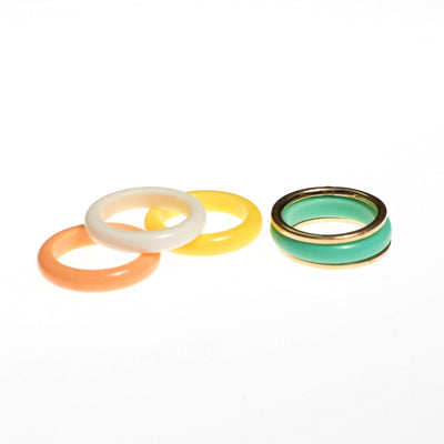 Vintage Avon Interchangeable Band Ring Mint White Peach Yellow with Gold by Avon - Vintage Meet Modern Vintage Jewelry - Chicago, Illinois - #oldhollywoodglamour #vintagemeetmodern #designervintage #jewelrybox #antiquejewelry #vintagejewelry