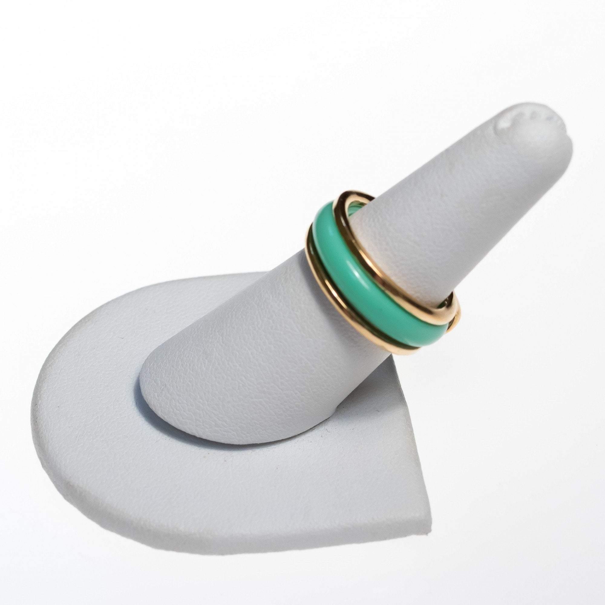 Vintage Avon Interchangeable Band Ring Mint White Peach Yellow with Gold by Avon - Vintage Meet Modern Vintage Jewelry - Chicago, Illinois - #oldhollywoodglamour #vintagemeetmodern #designervintage #jewelrybox #antiquejewelry #vintagejewelry