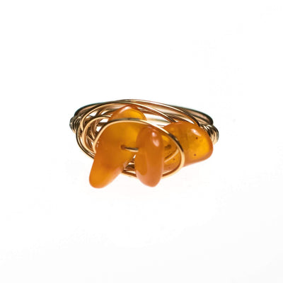 Vintage Brutalist Modern Gold Wired Ring with Citrine Chips by Artisan Made - Vintage Meet Modern Vintage Jewelry - Chicago, Illinois - #oldhollywoodglamour #vintagemeetmodern #designervintage #jewelrybox #antiquejewelry #vintagejewelry