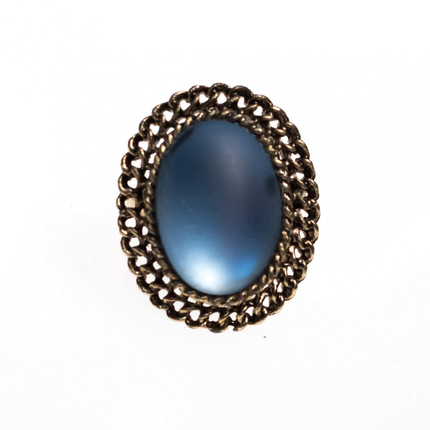 Vintage Matte Blue Crystal Ring with Gold Setting