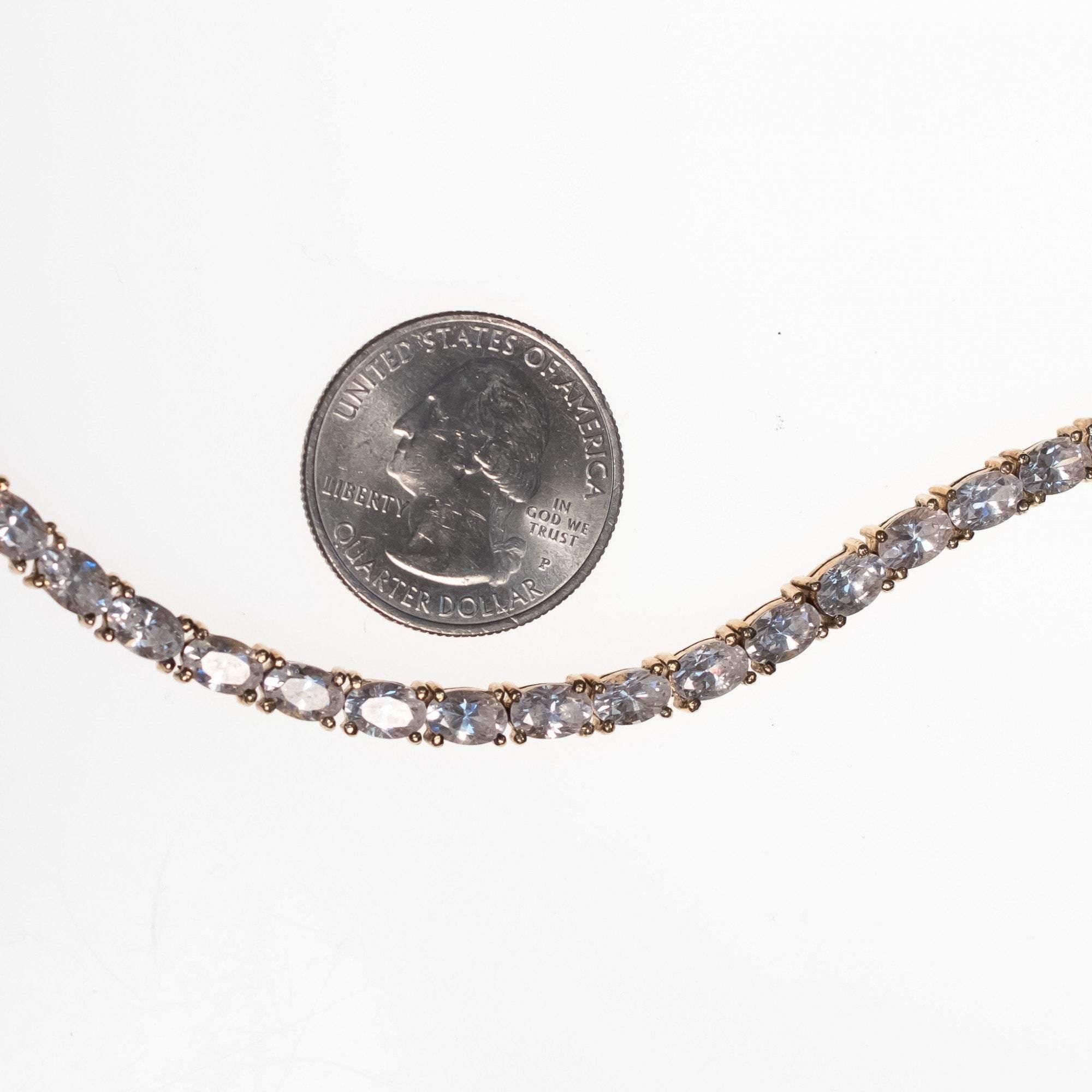 Vintage 1980s Cubic Zirconia Tennis Bracelet by 1980s - Vintage Meet Modern Vintage Jewelry - Chicago, Illinois - #oldhollywoodglamour #vintagemeetmodern #designervintage #jewelrybox #antiquejewelry #vintagejewelry