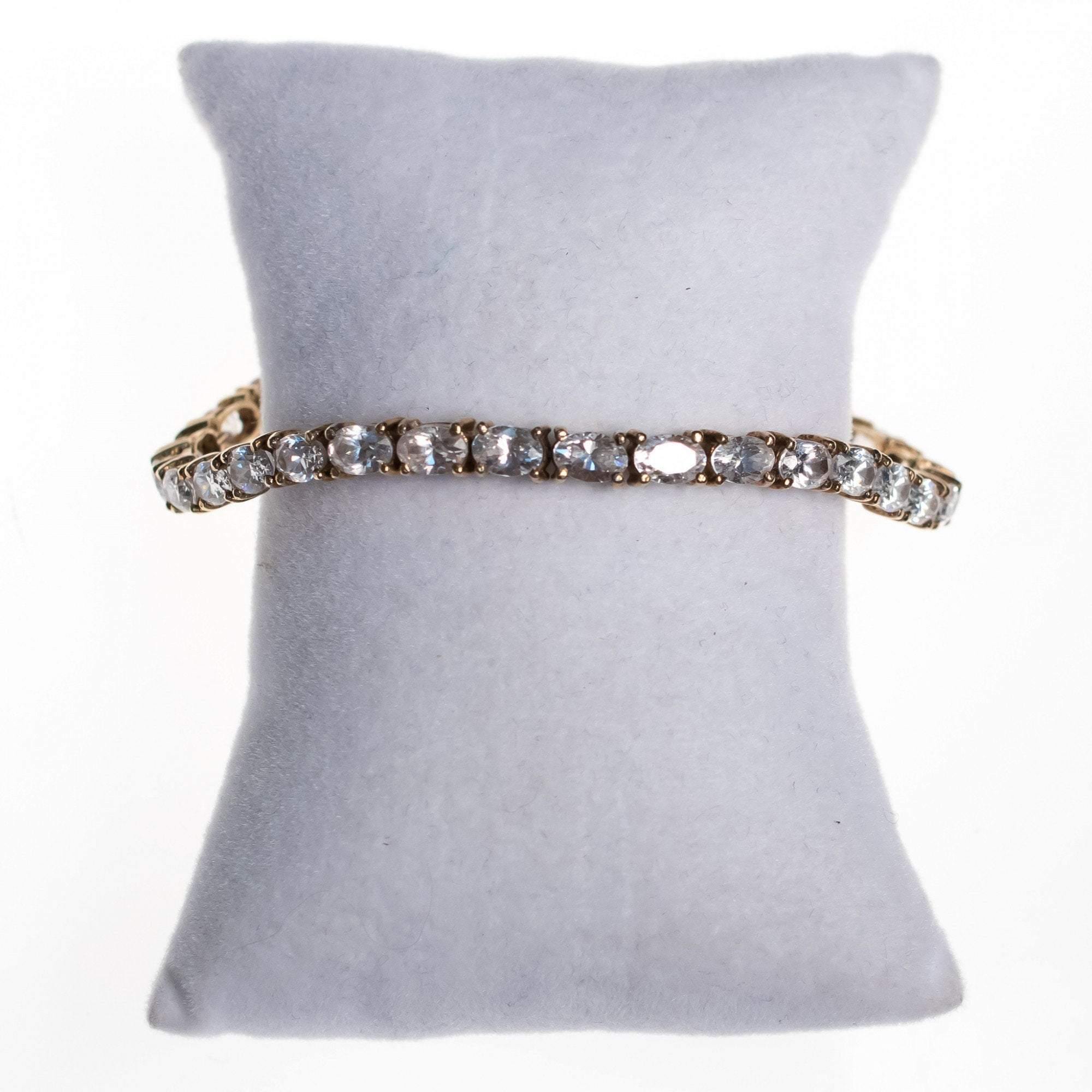 Vintage 1980s Cubic Zirconia Tennis Bracelet by 1980s - Vintage Meet Modern Vintage Jewelry - Chicago, Illinois - #oldhollywoodglamour #vintagemeetmodern #designervintage #jewelrybox #antiquejewelry #vintagejewelry