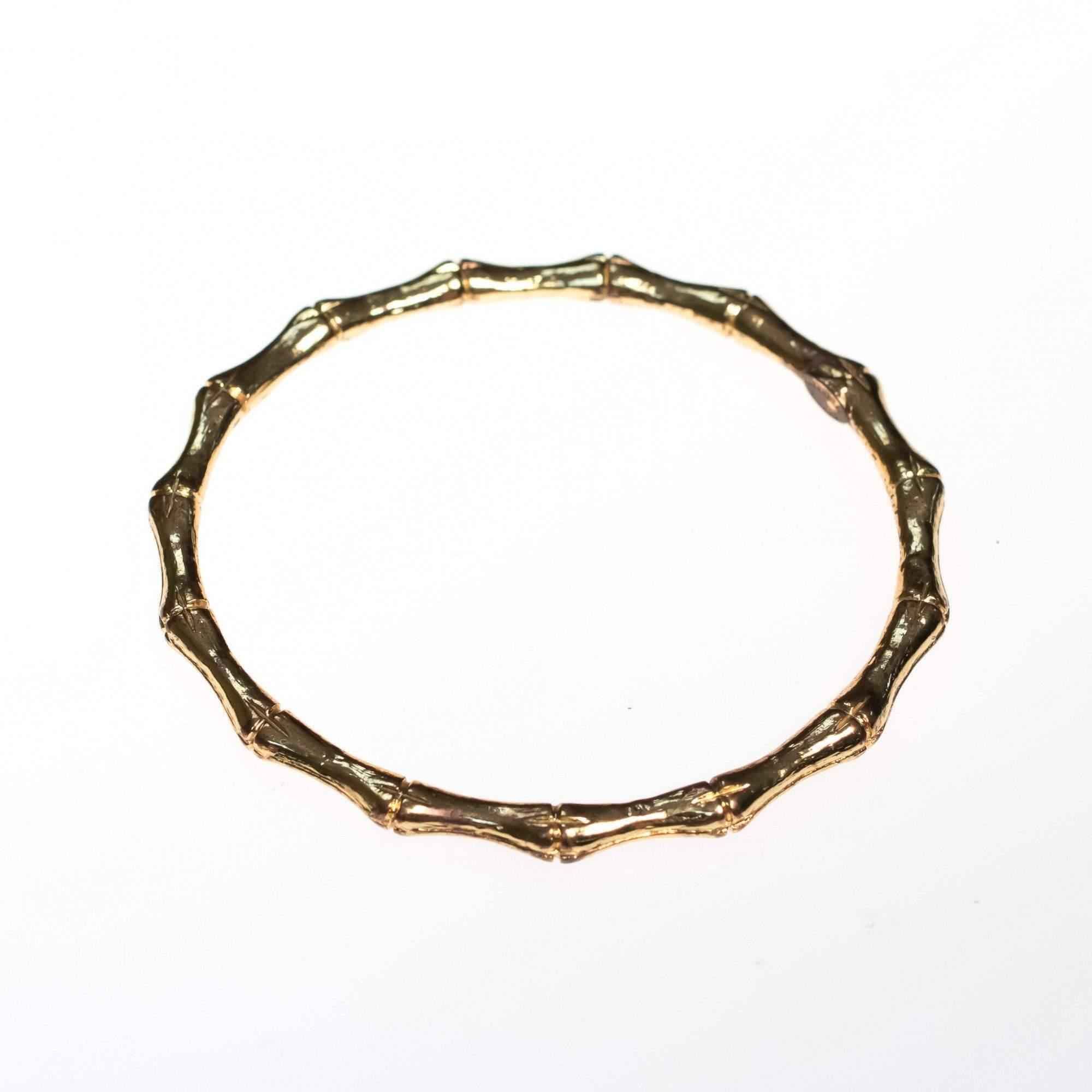 Vintage Kenneth Jay Lane Gold Bamboo Bangle Bracelet by Kenneth Jay Lane - Vintage Meet Modern Vintage Jewelry - Chicago, Illinois - #oldhollywoodglamour #vintagemeetmodern #designervintage #jewelrybox #antiquejewelry #vintagejewelry