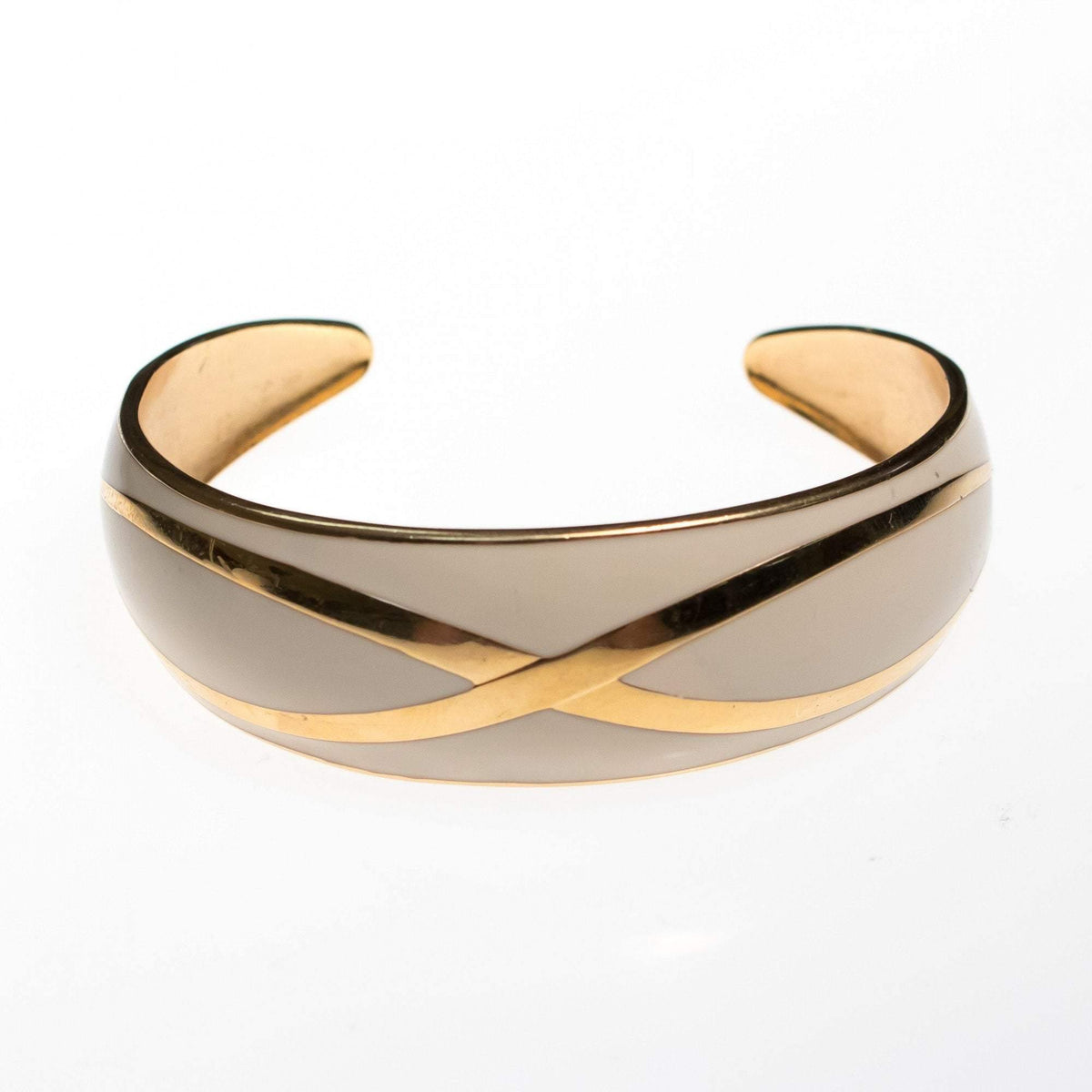Vintage Avon Gold and White Enamel Cuff Bracelet