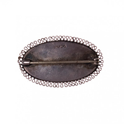 Vintage Art Deco Sterling Silver Era Moonstone Sash Pin Brooch by Art Deco - Vintage Meet Modern Vintage Jewelry - Chicago, Illinois - #oldhollywoodglamour #vintagemeetmodern #designervintage #jewelrybox #antiquejewelry #vintagejewelry