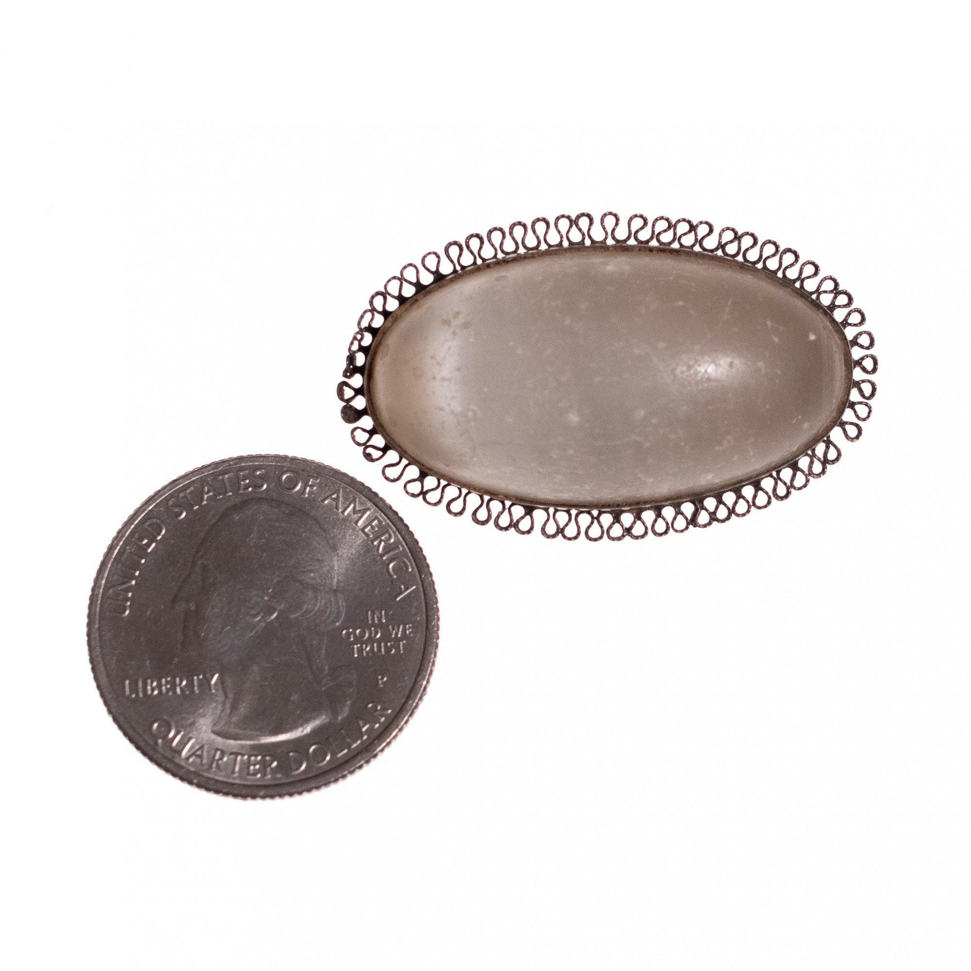 Vintage Art Deco Sterling Silver Era Moonstone Sash Pin Brooch by Art Deco - Vintage Meet Modern Vintage Jewelry - Chicago, Illinois - #oldhollywoodglamour #vintagemeetmodern #designervintage #jewelrybox #antiquejewelry #vintagejewelry