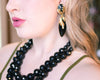Vintage 1980s Black Enamel Earrings with Diamante Detailing by 1980s - Vintage Meet Modern Vintage Jewelry - Chicago, Illinois - #oldhollywoodglamour #vintagemeetmodern #designervintage #jewelrybox #antiquejewelry #vintagejewelry