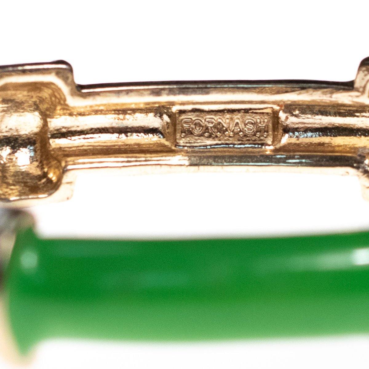 Vintage Fornash Green and White Enamel Bangle Bracelet with Hinge by Fornash - Vintage Meet Modern Vintage Jewelry - Chicago, Illinois - #oldhollywoodglamour #vintagemeetmodern #designervintage #jewelrybox #antiquejewelry #vintagejewelry