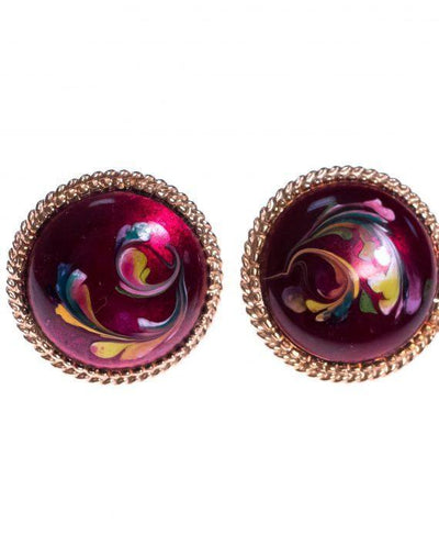 Vintage Florenza Earrings with Red Multi-Color Enamel Detailing by Florenza - Vintage Meet Modern Vintage Jewelry - Chicago, Illinois - #oldhollywoodglamour #vintagemeetmodern #designervintage #jewelrybox #antiquejewelry #vintagejewelry