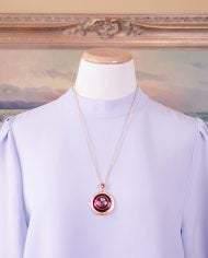 Vintage 1950s Florenza Necklace with Working Red Enamel Locket by Florenza - Vintage Meet Modern Vintage Jewelry - Chicago, Illinois - #oldhollywoodglamour #vintagemeetmodern #designervintage #jewelrybox #antiquejewelry #vintagejewelry